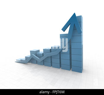 Blaue Balkendiagramm gerendertes Bild. Stockfoto