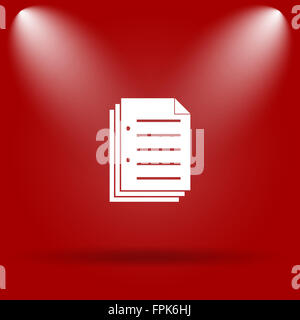 Dokumentsymbol. Flache Symbol auf rotem Grund. Stockfoto