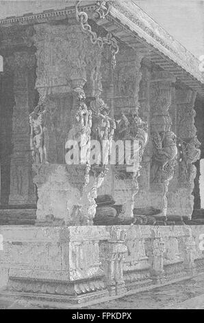 Indien: Tempel der hundert Spalten, Kanchipuram, antique print 1880 Stockfoto