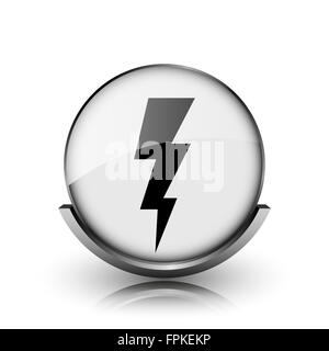 Blitz-Symbol. Glänzend glänzend Internet-Button auf weißem Hintergrund. Stockfoto