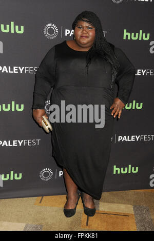 Hollywood, CA, USA. 18. März 2016. 18. März 2016 - Hollywood, Kalifornien - Gabourey Sidibe. 33. jährlichen PaleyFest - '' schwierige Leute '' im Dolby Theatre statt. Bildnachweis: Byron Purvis/AdMedia Credit: Byron Purvis/AdMedia/ZUMA Draht/Alamy Live-Nachrichten Stockfoto