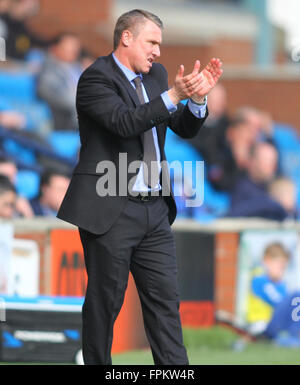 Rugby-Park, Kilmarnock, Schottland. 19. März 2016. Scottish Premier League. Kilmarnock gegen Celtic. Lee Clark Kilmarnock Manager Credit: Action Plus Sport/Alamy Live News Stockfoto