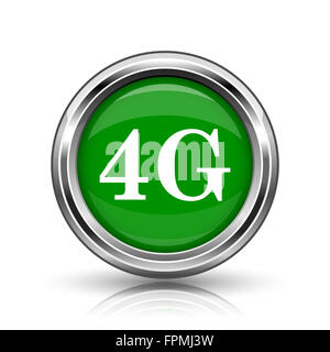 4G-Symbol. Metallische Internet-Button auf weißem Hintergrund. Stockfoto