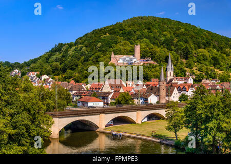 Deutschland, Bayern, Unterfranken, Mainfranken, Gemünden am Main, fränkische Saale, Stadtbild, Burg Ruine Scherenburg Stockfoto