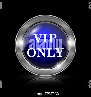 Nur VIP-Symbol. Metallische Internet-Button auf schwarzem Hintergrund. Stockfoto