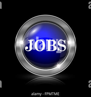 Jobs-Symbol. Metallische Internet-Button auf schwarzem Hintergrund. Stockfoto