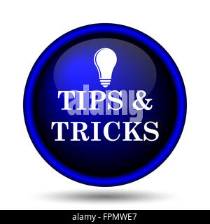 Tipps und Tricks-Symbol. Internet-Button auf weißem Hintergrund. Stockfoto