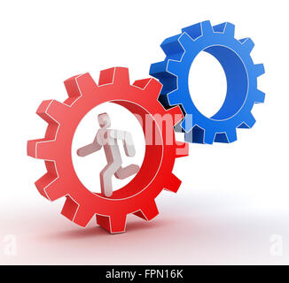 Man läuft im Gang, das einem Computer generierten und 3d gerenderten Bild. Stockfoto