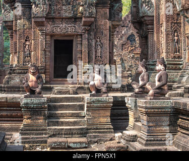 Wächter der Zitadelle der Frauen, Banteay Srei, Kambodscha, AD-987 Stockfoto