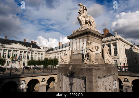 Der Ort des Märtyrer-Platz, Brüssel, Belgien. Symbol der belgischen Revolution von 1830. Die Märtyrer-Platz (Place des Martyrs Stockfoto