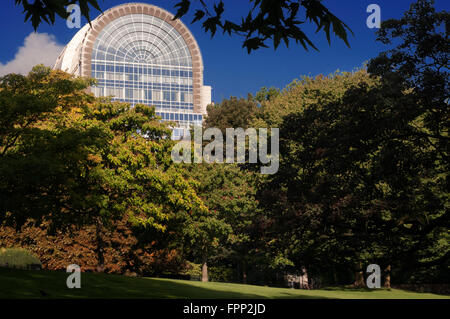 Europäischen Parlaments in Brüssel von Leopold Parc gesehen. Europaviertel, Brüssel, Belgien. Das Europäische Viertel ist th Stockfoto