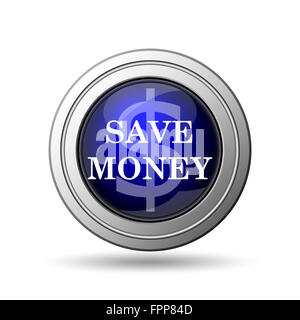 Sparen Sie Geld-Symbol. Internet-Button auf weißem Hintergrund. Stockfoto