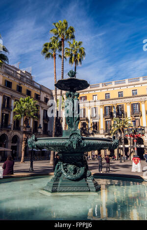 Plaza Real oder Plaza Real, Barrio Gotico, Barcelona, Katalonien, Spanien Stockfoto