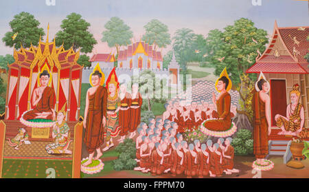 Kunst Thai Wandbild Mythologie buddhistische Religion an Wand Stockfoto