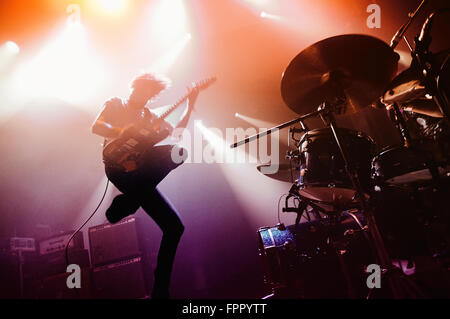 BARCELONA - 31 Mai: Japandroids (Band) Leistung bei San Miguel Primavera Sound Festival am 31. Mai 2012 in Barcelona, Spanien. Stockfoto