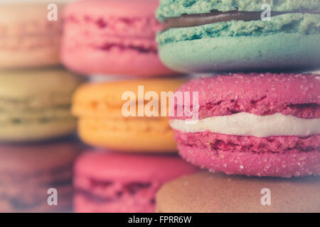 farbige Macarons Vintage-Stil Farben / Makronen Stockfoto