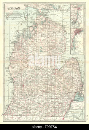 MICHIGAN: Süd; Detroit, St. Clair River, 1903 Antik Nebenkarte Stockfoto