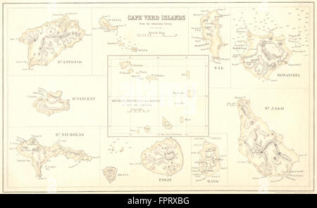 Inseln im Atlantischen Ozean: Cape Verd: VERDE ist: Fullarton, 1856 Antike Landkarte Stockfoto