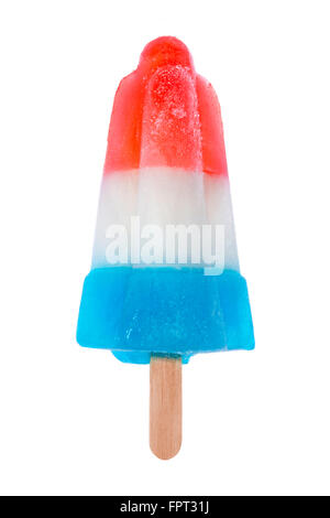 Rot-weiß-blauen Eis am Stiel isoliert auf einem weißen Hintergrund. Stockfoto