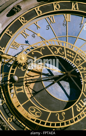 Detail der astronomischen Uhr am Prager Rathaus, Prag, Tschechische Republik Stockfoto