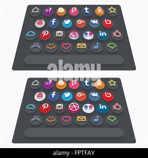 Vektor flach moderne Tastatur, social-Runde-Buttons. Material-design Stock Vektor