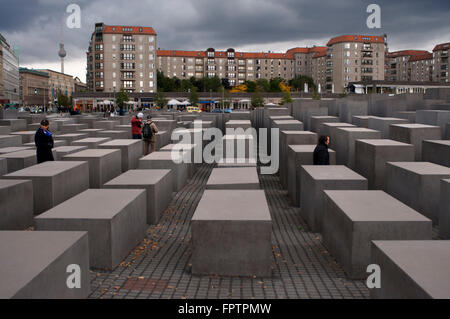 Berliner Denkmal für die ermordeten Juden Europas. Holocaust-Mahnmal. Das Denkmal für die ermordeten Juden Europas, eines der mos Stockfoto