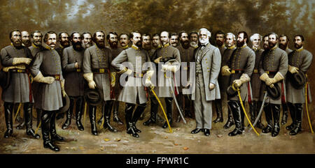 Bürgerkrieg print zeigt General Robert E. Lee und einige der prominenten konföderierten Generals of The American Civil War. Stockfoto