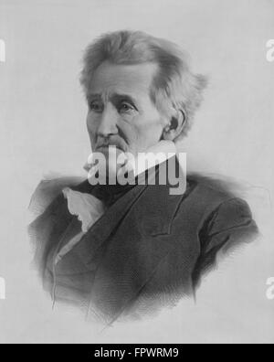 Vintage American History Druck von Präsident Andrew Jackson. Stockfoto