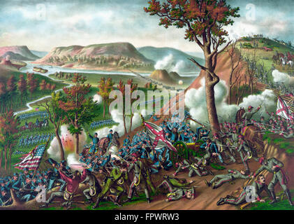 Vintage American Civil War Print von der Schlacht Missionary Ridge, während der Kampagne von Chattanooga stattfand. Stockfoto