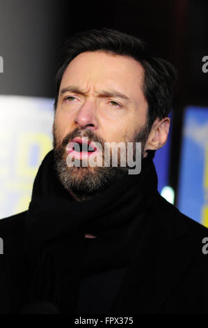 Chicago Screening von "Eddie the Eagle" Kerasotes Schauplatz Symbol - Ankünfte Featuring: Hugh Jackman Where: Chicago, Illinois, USA bei: 16. Februar 2016 Stockfoto