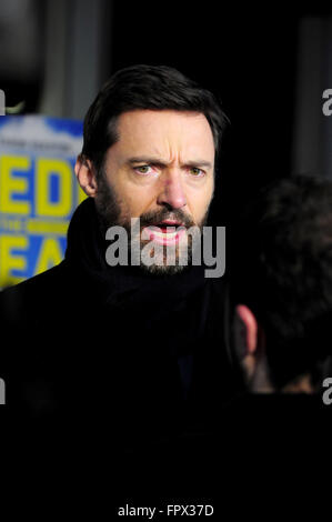 Chicago Screening von "Eddie the Eagle" Kerasotes Schauplatz Symbol - Ankünfte Featuring: Hugh Jackman Where: Chicago, Illinois, USA bei: 16. Februar 2016 Stockfoto