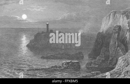 HOLYHEAD: South Stack Leuchtturm: Anglesea:, antiken print c1831 Stockfoto