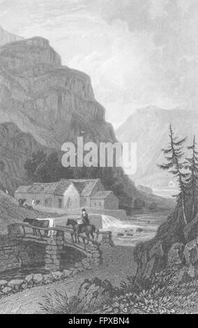 CAERNARFONSHIRE: Vale von Beddgelert: Gastineau, antiken print 1831 Stockfoto