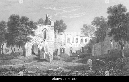 WALES: Basingwerk Abtei, Flintshire: Gastineau, antiken print 1831 Stockfoto