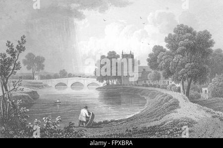 WALES: Bangor Iscoed, Flintshire: Gastineau, antiken print 1831 Stockfoto