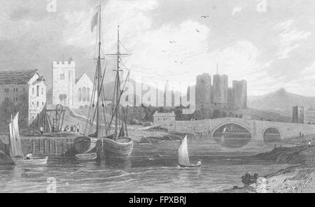 WALES: Rhuddlan Schlosses, Flintshire: Gastineau, antiken print 1831 Stockfoto