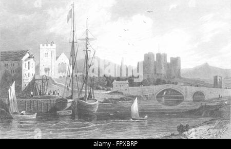 WALES: Rhuddlan Schlosses, Flintshire: Gastineau, antiken print 1831 Stockfoto