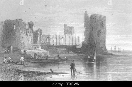 WALES: Flint Castle: Gastineau, antiken Druck 1850 Stockfoto