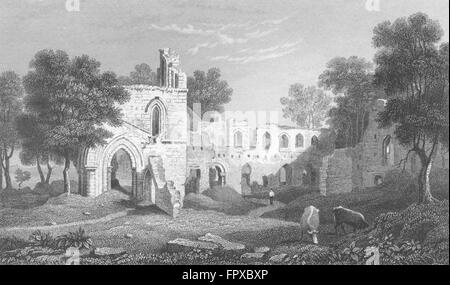 WALES: Basingwerk Abtei, Flintshire: Gastineau, antiken print 1831 Stockfoto