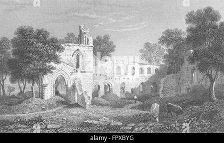 WALES: Basingwerk Abtei, Flintshire: Gastineau, antiken print 1831 Stockfoto