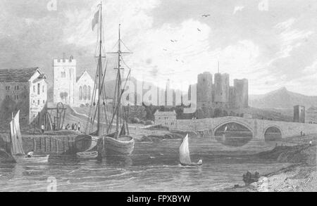 WALES: Rhuddlan Schlosses, Flintshire: Gastineau, antiken print 1831 Stockfoto