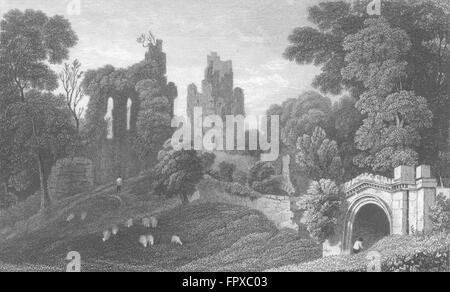 WALES: Hawarden Castle, Flintshire: Gastineau, antiken print 1831 Stockfoto