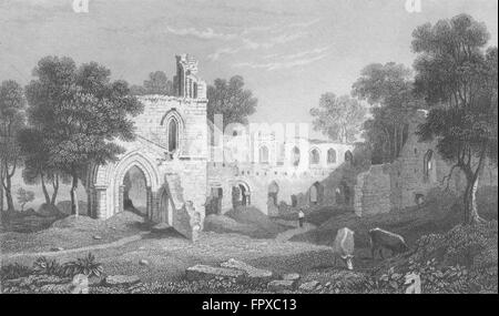 WALES: Basingwerk Abtei, Flintshire: Gastineau, antiken print 1831 Stockfoto