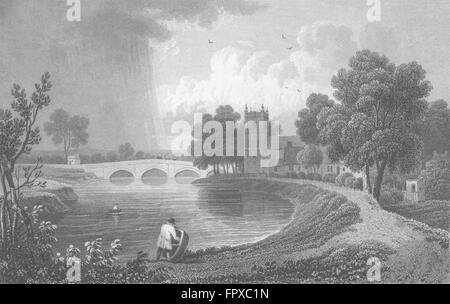 WALES: Bangor Iscoed, Flintshire: Gastineau, antiken print 1831 Stockfoto