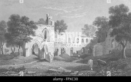 WALES: Basingwerk Abtei, Flintshire: Gastineau, antiken print 1831 Stockfoto