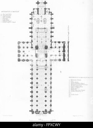 HANTS: Winchester Cathedral: nördlichen Querschiff, antiken print 1836 Stockfoto