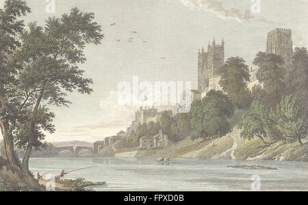 DURHAM: Westall Kathedrale Fluss, antiken print c1833 Stockfoto