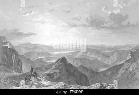 CUMBS: Blick von Langdale Pikes, Westmorland: Allom, antiken Druck 1832 Stockfoto