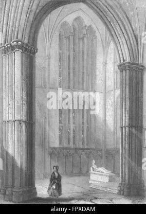 WORCESTER: North Querschiff der Domchor, antiken print 1836 Stockfoto