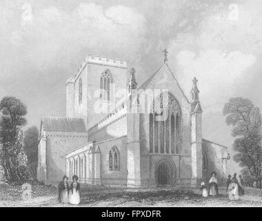 WALES: St Asaph Cathedral Westend: Asaph, antiken print 1836 Stockfoto